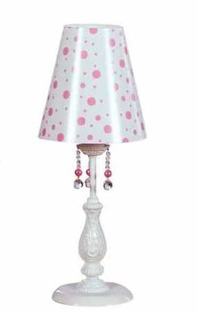 Tischleuchte Anastasia in weiß/pink mit tollen Details für Mädchen